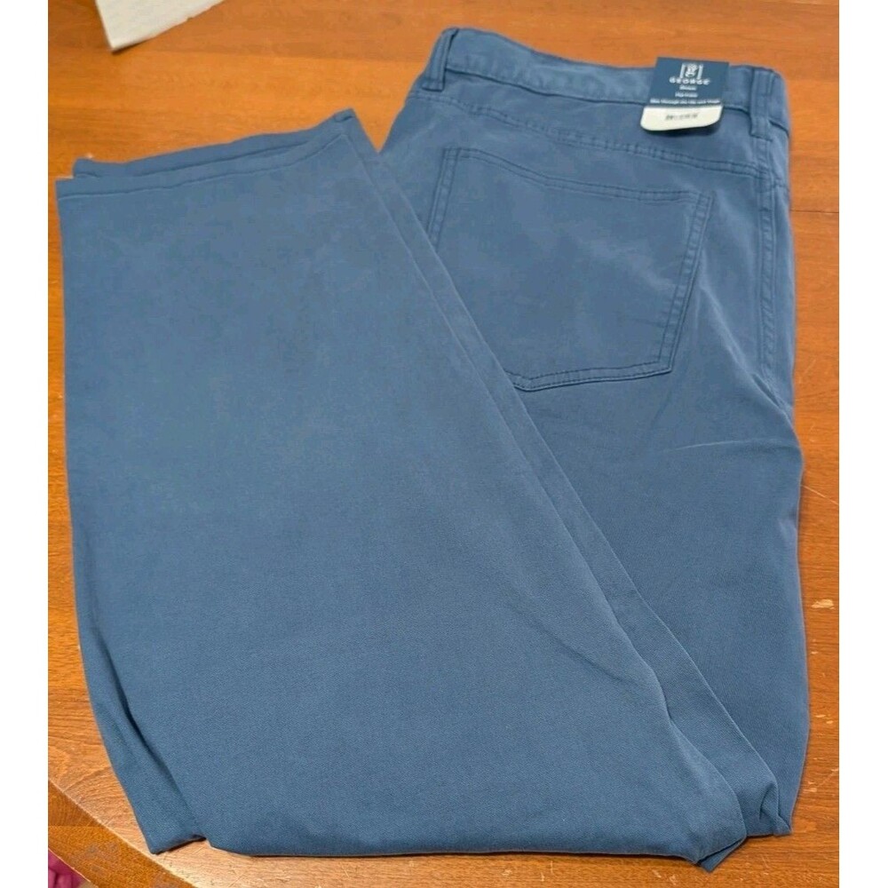 NWT Georges Men's Stretch  Casual Chino Pants Size 38"X30", 5 Pockets, Blue